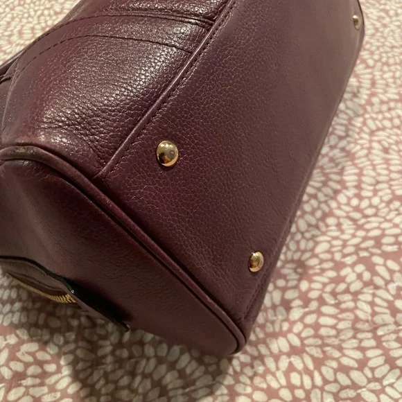 MCM Plum Leather Boston Bag Satchel with COA - Picture 5 of 11